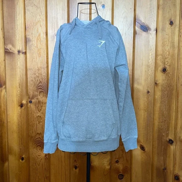 Gym Shark men’s hoodie gym sweatshirt size medium workout hoodie light gray - Picture 2 of 6